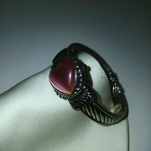 Vintage Silver Cable Pink Heart Watch Bracelet